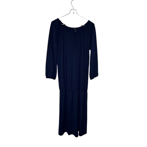 Talbots Dresses & Skirts - Talbots Women's Dress Midi Boatneck‎ 3/4 Sleeves Blouson Waist Navy Blue Large